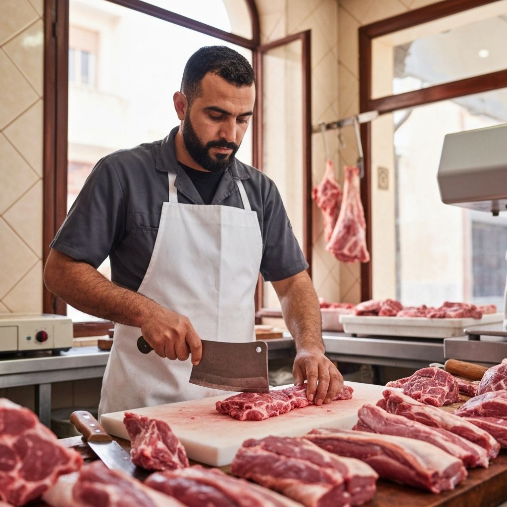 La Medina butcher at work